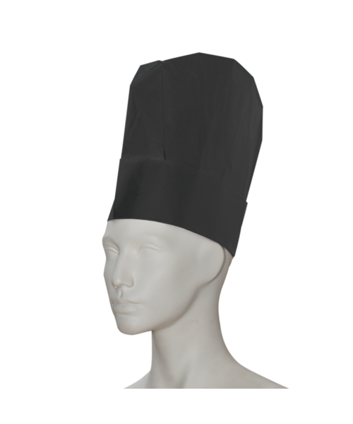 Care & Serve Toque de chef en papier PREMIUM (ovale) 25 cm, noire