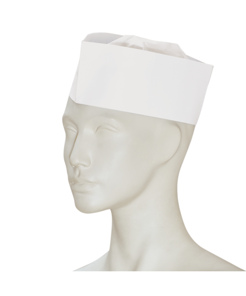 Care & Serve Casquette en papier PREMIUM « forage » avec bandeau anti-transpiration, couleur blanche