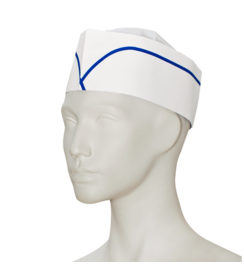 Casquette en papier PREMIUM « forage » avec bandeau anti-transpiration, blanche à rayures bleues.