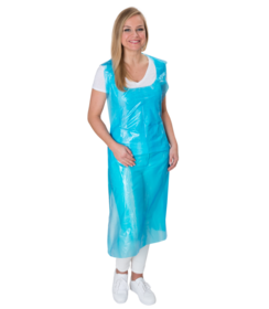 Tablier PREMIUM PE en rouleau 76 x 120 cm bleu, 0,02 mm