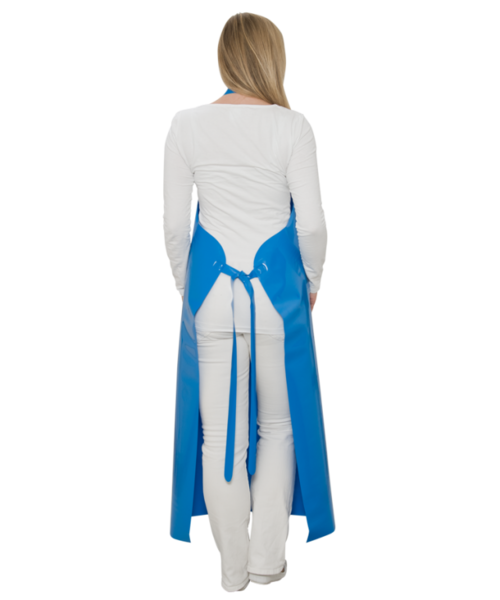 Care & Serve Tablier de sécurité PROFESSIONAL PU 90 x 120 cm bleu - points de jonction soudés/ceintures