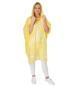 PREMIUM PE poncho met kap geel