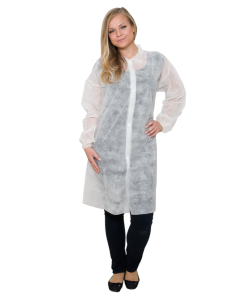 Care & Serve Blouse non tissée EFFICIENT avec boutons-pression, blanche - sans poches