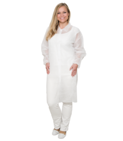 Veste non tissée PREMIUM avec boutons-pression, blanche