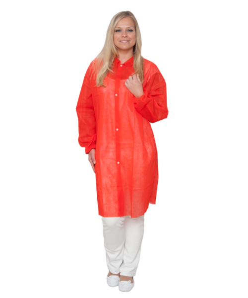 Care & Serve Veste PREMIUM en non-tissé avec boutons-pression, rouge - sans poches