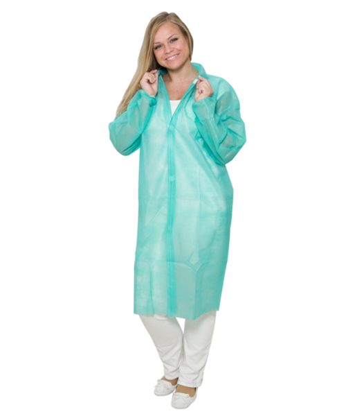 Care & Serve Veste non tissée PREMIUM avec bandes Velcro, couleur verte - sans poches