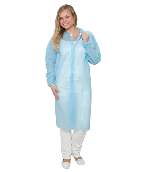 Care & Serve Veste non tissée PREMIUM avec bandes Velcro, bleue - sans poches