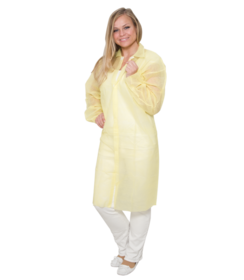 Veste non tissée PREMIUM avec bandes Velcro, couleur jaune - sans poches