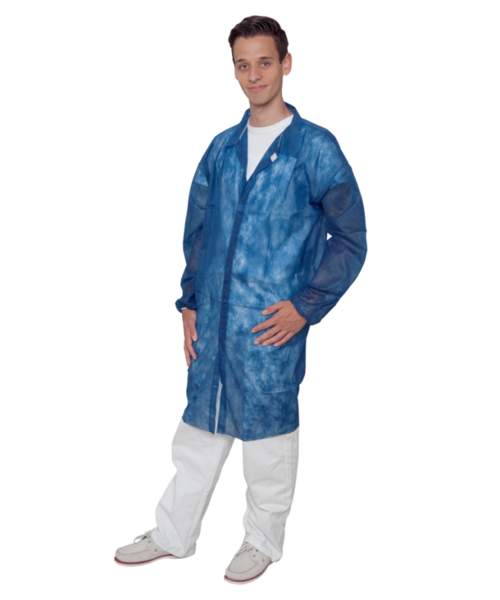 Care & Serve Veste non tissée PREMIUM avec bandes Velcro, bleu foncé - sans poches