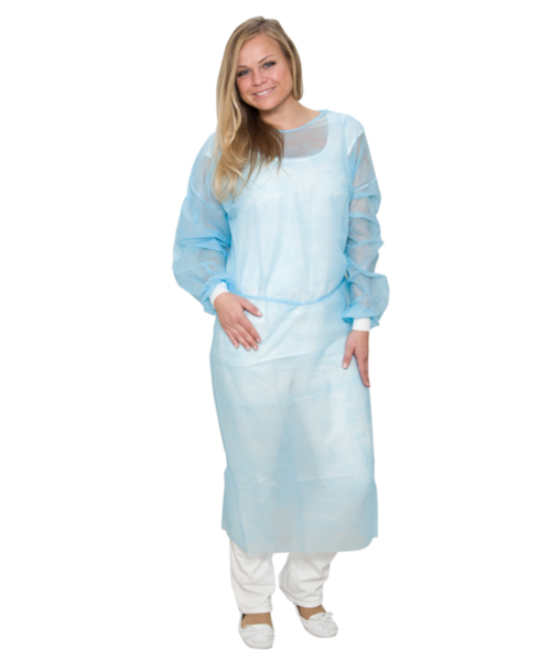 Care & Serve Blouse visiteur EFFICIENT en polypropylène avec poignets tricotés, 160 x 140 cm, bleue