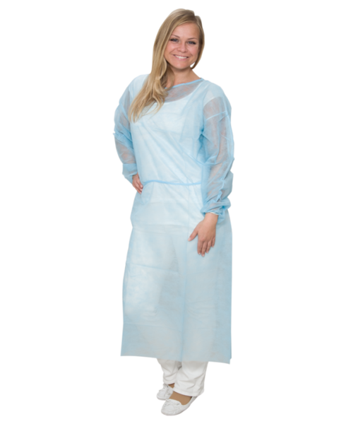 Care & Serve Blouse visiteur EFFICIENT en polypropylène avec poignets élastiques, 140 x 130 cm, bleue