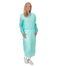 PREMIUM PLUS blouse visiteur non tissée verte / revêtement PE + poignets élastiques