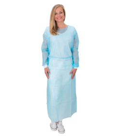 PREMIUM PLUS blouse visiteur non tissée bleue / revêtement PE + poignets tricotés