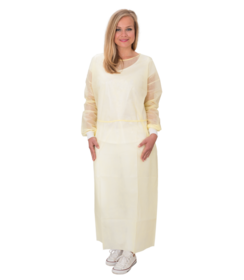 Blouse visiteur professionnelle non tissée jaune/PE + poignets tricotés