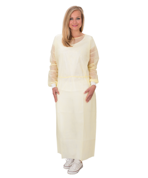 Care & Serve Blouse visiteur professionnelle non tissée jaune/PE + poignets tricotés