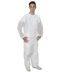 PREMIUM non-woven jacket lang met rits wit