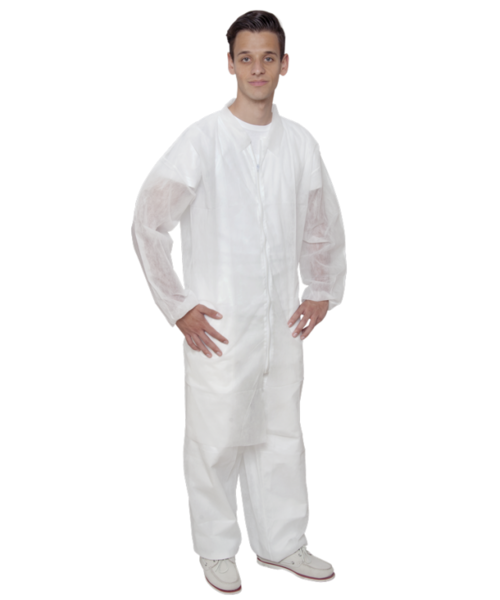 Care & Serve PREMIUM non-woven jacket lang met rits wit