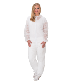 Combinaison non tissée EFFICIENT avec capuche, blanche, ≈ 25 g/m²
