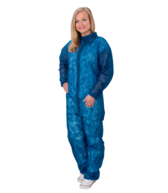 Combinaison non tissée PREMIUM avec col, bleu foncé ≈ 32 g/m²