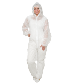 Combinaison non tissée PREMIUM avec capuche, blanche, ≈ 32 g/m²