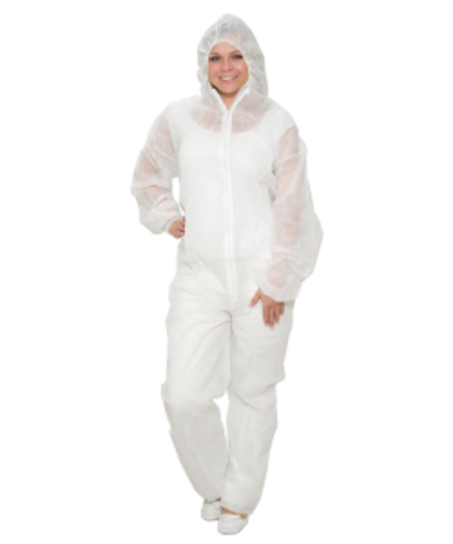 Care & Serve Combinaison non tissée PREMIUM avec capuche, blanche, ≈ 32 g/m²