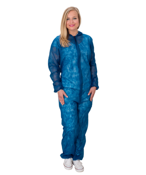 Care & Serve Combinaison non tissée PREMIUM avec capuche, bleu foncé, ≈ 32 g/m²