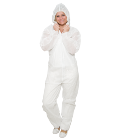 Combinaison non tissée PREMIUM PLUS avec capuche, blanche, ≈ 45 g/m²