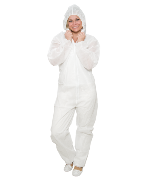 Care & Serve Combinaison non tissée PREMIUM PLUS avec capuche, blanche, ≈ 45 g/m²