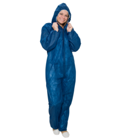 Combinaison non tissée PREMIUM PLUS avec capuche, bleu foncé, ≈ 45 g/m²