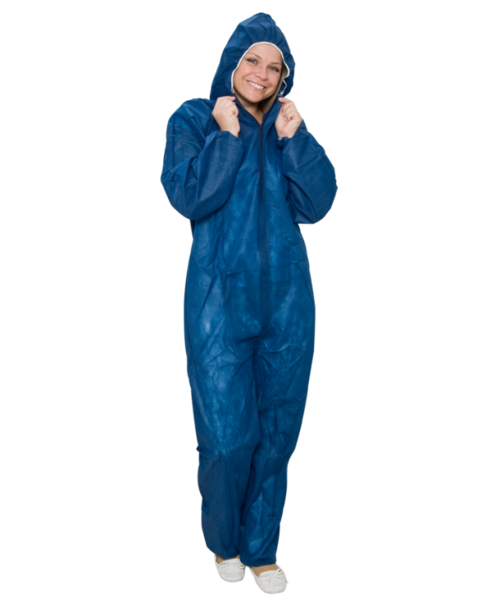 Care & Serve Combinaison non tissée PREMIUM PLUS avec capuche, bleu foncé, ≈ 45 g/m²