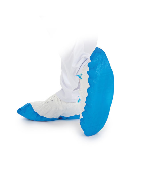 HygoStar Couvre-chaussures en polypropylène avec semelle en CPE, blanc-bleu, pour Hygomat
