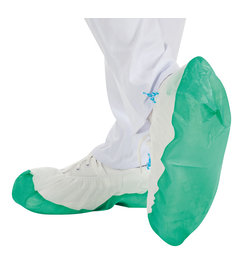 Couvre-chaussures en polypropylène avec semelle en CPE blanc-vert / pour Hygomat