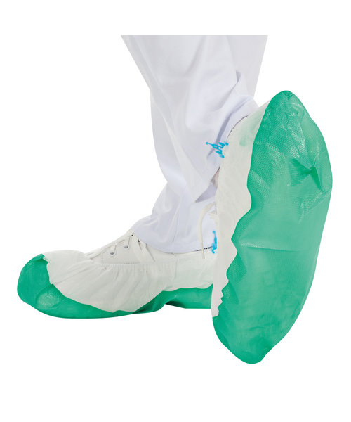 HygoStar Couvre-chaussures en polypropylène avec semelle en CPE, blanc-vert, pour Hygomat
