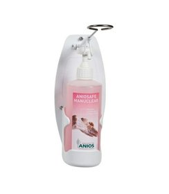 Support mural en PVC pour flacon pompe de 500 ml avec commande au coude