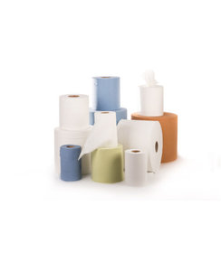 Rouleau de papier essuie-tout midi - collé bleu / 125 m x 22 cm