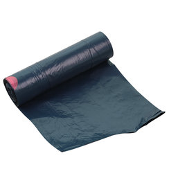 Sac poubelle avec cordon de serrage en rouleau, LDPE, bleu / 30 litres