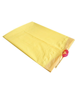 Sac poubelle avec cordon de serrage en rouleau, LDPE, jaune / 120 litres, 45 microns