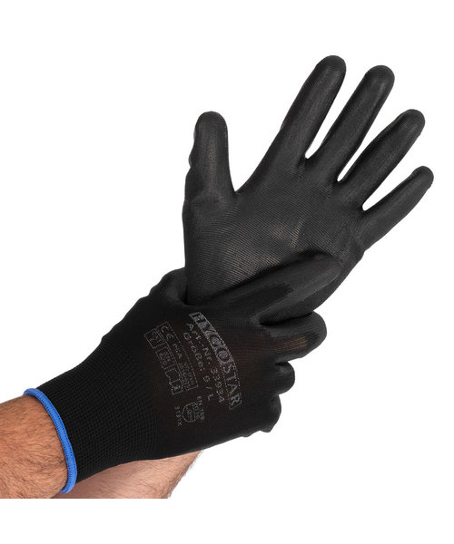 HygoStar Nylon fine-knit handschoen 'Black Ace'/ PU-coating