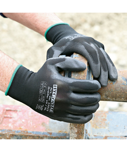 HygoStar Gants en nylon à mailles fines « Black Ace » / revêtement PU