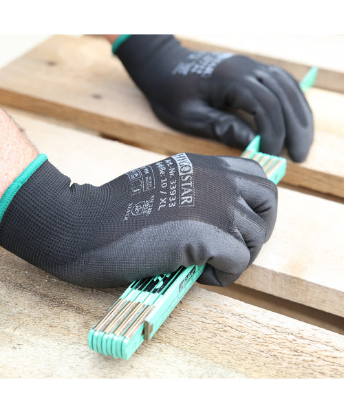 HygoStar Gants en nylon à mailles fines « Black Ace » / revêtement PU
