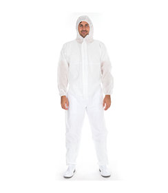 Combinaison de type 5+6 avec capuche, SMS, blanche