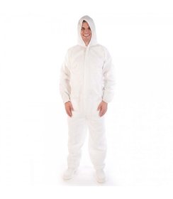 Combinaison de type 5B+6B avec capuche, microporeuse, blanche