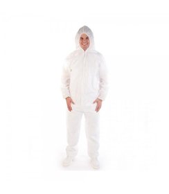 Combinaison avec capuche, revêtement PP/CPE, blanche