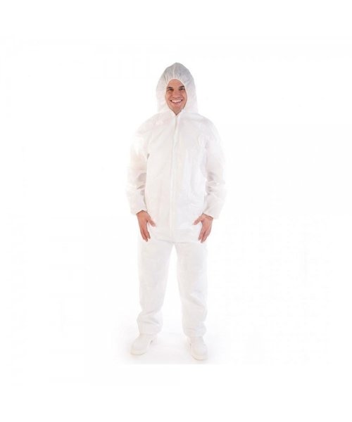 HygoStar Combinaison avec capuche, revêtement PP/CPE, blanche