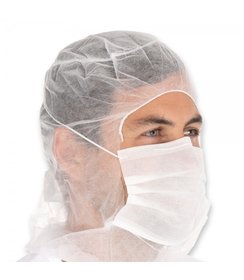 Astro cap met mondmasker PP, 2 laags - wit