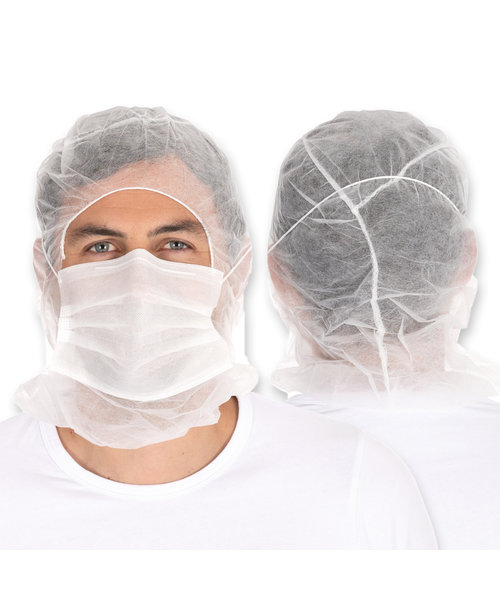 HygoStar Casquette Astro avec masque buccal PP, 2 couches - blanc