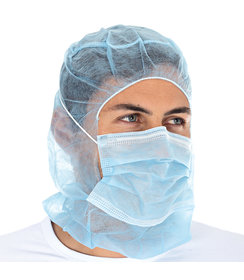 Astro cap met mondmasker PP, 2 laags - blauw