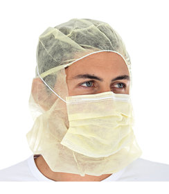 Astro cap met mondmasker PP, 2 laags - geel