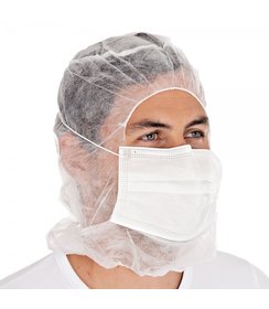 Astro haarmuts met 3 laags mondmasker PP, wit