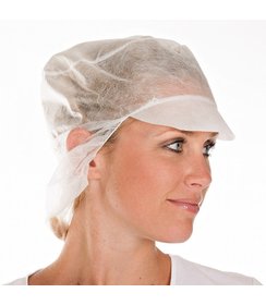 Bonnet à visière (cheveux longs) PP, blanc